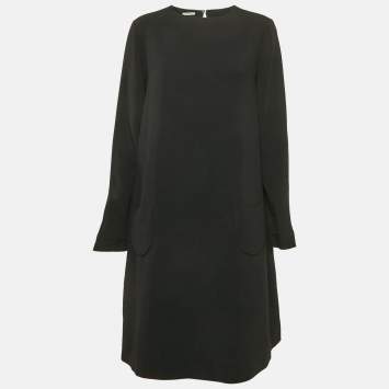 Miu Miu Black Crepe Long Sleeve Short Dress M
