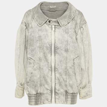 Pre Owned Miu Miu Grey Denim Club Sat June 2018 Oversized Jacket S