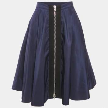 Miu Miu Navy Blue Flared Knee-Length Skirt M