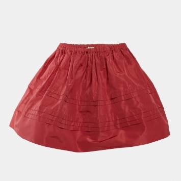 Miu Miu Red Synthetic Flared Mini Skirt M