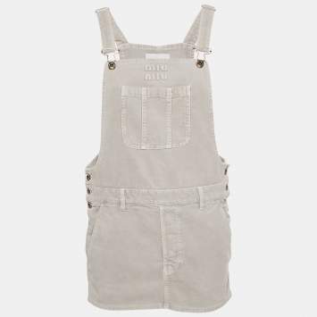 Pre Owned Miu Miu Granite Grey Corduroy Overall Mini Dress XS