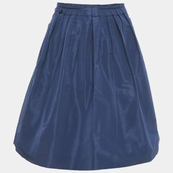 Pre Owned Miu Miu Blue Synthetic Pleated Mini Skirt M