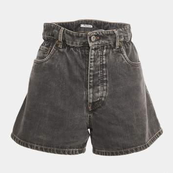 مملوكة مسبقًا شورت ميو ميو دنيم رمادي مطاطي صغير - سمول