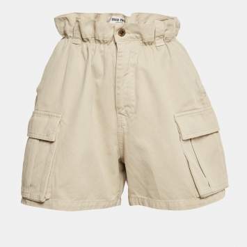 Miu Miu White Denim Elastic Waist Cuffed Shorts S Miu Miu | TLC