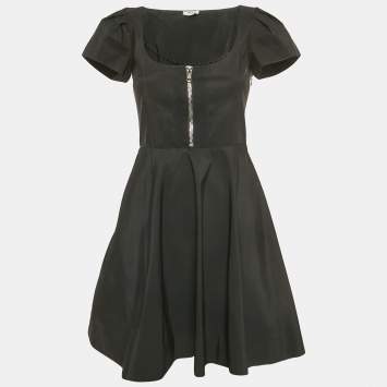 مملوكة مسبقًا Miu Miu Black Synthetic Flared Mini Dress S