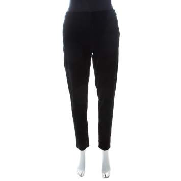 Pre Owned Miu Miu Black Velvet Stretch Ankle Zip Detail Trousers L