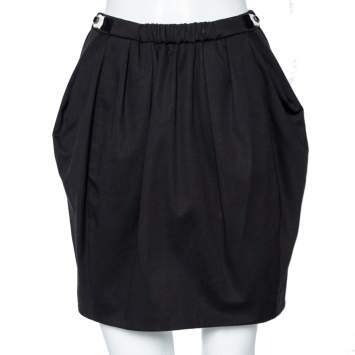 Pre Owned Miu Miu Black Cotton Elasticized Waist Skirt S