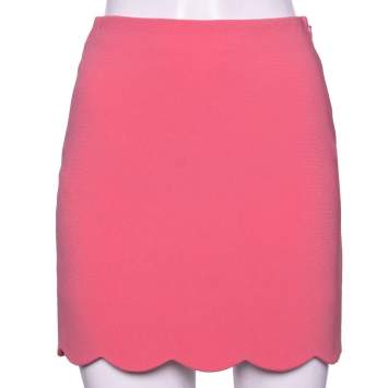 Pre Owned Miu Miu Pink Crepe Scalloped Cady Mini Skirt XS