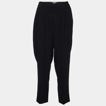 Pre Owned Miu Miu Black Crepe Tapered Trousers M