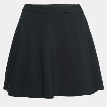 Pre Owned Miu Miu Black Crepe Mini Wrap Skirts S