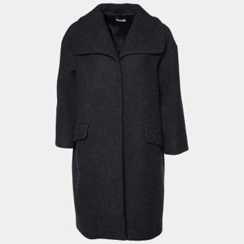 Pre Owned Miu Miu Charcoal Grey Wool Button Front Coat S