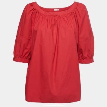 Pre Owned Miu Miu Red Cotton Top S