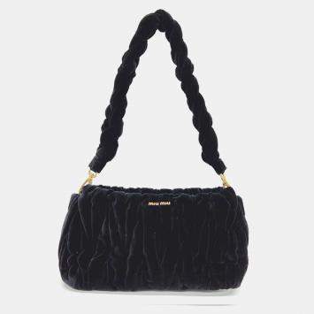 Pre Owned Miu Miu Black Velvet Shoulder Bag 