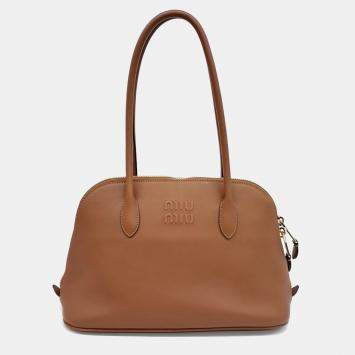 Pre Owned Miu Miu Brown Leather Shoulder Bag