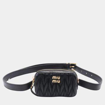 Miu Miu Metallic Black Matelasse Leather Belt Bag Miu Miu | TLC