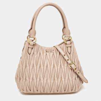 Pre Owned Miu Miu Beige Matelasse Leather Shoulder Bag