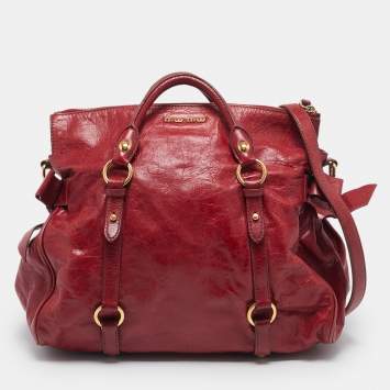 Pre Owned Miu Miu Red Leather Bow Satchel