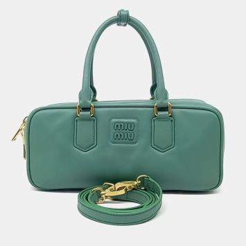 Miu Miu Green Leather Arkady Tote Bag