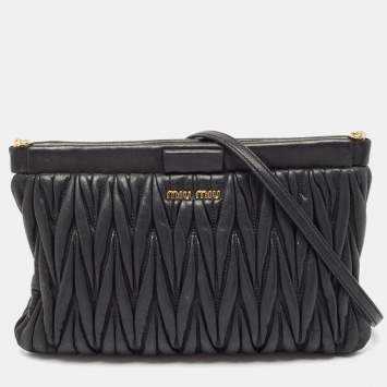 Pre Owned Miu Miu Balck Matelasse Leather Shoulder Bag