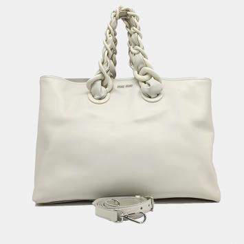 Miu Miu Cream Leather Soft Calf Tote Bag