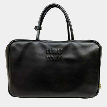 Miu Miu Leather embossed logo bowling bag
