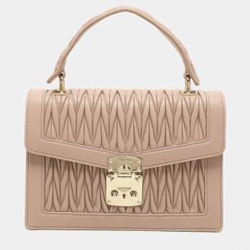 Miu Miu Beige Matelasse Leather Top Handle Bag