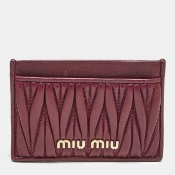 Miu Miu Red Matelassé Leather Card Case