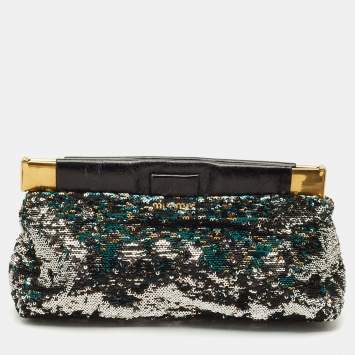 Miu Miu Multicolor Sequins Frame Clutch