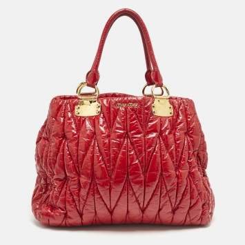 Miu Miu Red Matelasse Patent Leather Tote