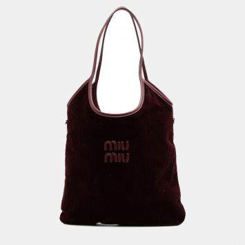 Miu Miu Red Corduroy Ivy Tote