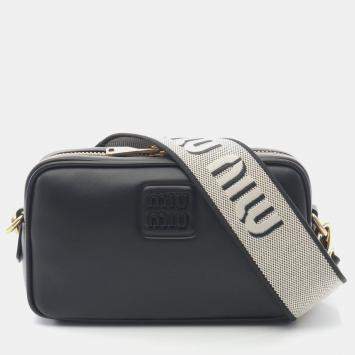 Pre Owned Miu Miu Miu Shoulder Bag Leather Black