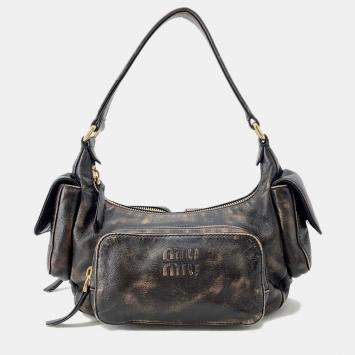 Miu Miu Beige Leather Studded Heart Charm Top Handle Bag Miu Miu | TLC