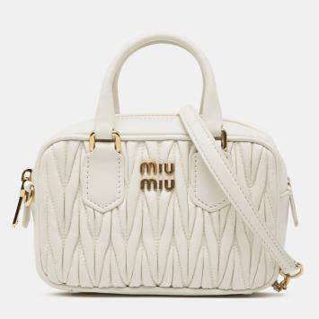 مملوكة مسبقًا Miu Miu White Mini Matelasse Nappa Arcadie Satchel