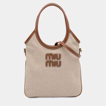 مملوكة مسبقًا حقيبة ساتشيل ميوميو قماش بني آيفي