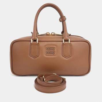 Pre Owned Miu Miu Brown Leather Arcadi Tote and Crossbody Bag