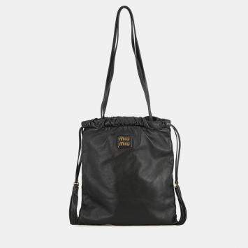 مملوكة مسبقًا حقيبة كتف ميو ميو جوي جلد نابا أسود