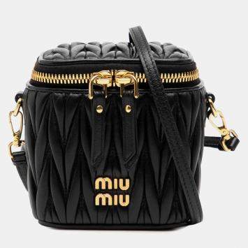 Pre Owned Miu Miu Black Micro Matelasse Nappa Vanity Crossbody