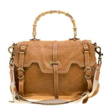 Pre Owned Miu Miu Camel Leather Bamboo Handle Satchel