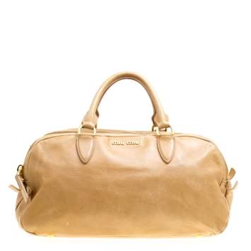 Pre Owned Miu Miu Light Brown Leather Satchel