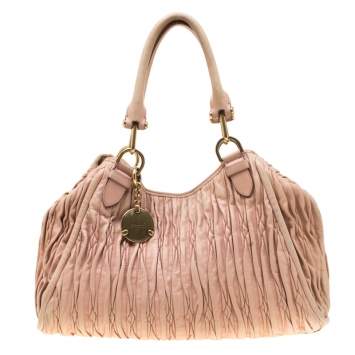 Pre Owned Bally Beige Matelasse Leather Shoulder Bag