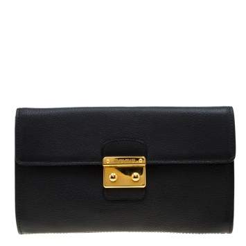 Pre Owned Miu Miu Dark Grey Leather Clutch