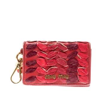 Pre Owned Miu Miu Red Leather Card Holder
