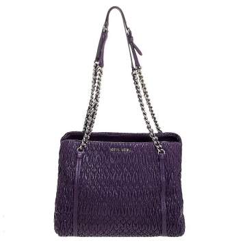 Pre Owned  Miu Miu Purple Matelasse Leather Tote 