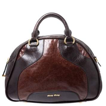 Pre Owned Miu Miu Brown Leather Bowler Bag