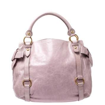 Pre Owned Miu Miu Pink Vitello Lux Leather Bow Satchel