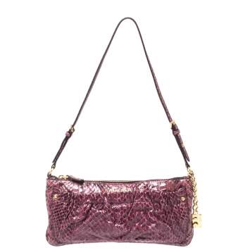 Pre Owned Miu Miu Burgundy Python Strap Clutch 