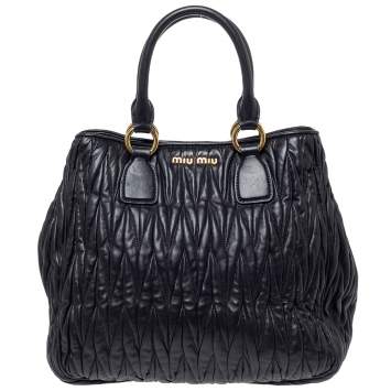 Pre Owned Miu Miu Black Matelasse Leather Satchel