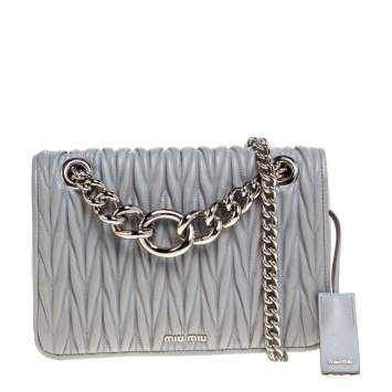 Pre Owned Miu Miu Grey Matelasse Leather Medium Club Shoulder Bag