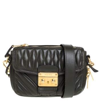 Pre Owned Miu Miu Olive Green Nappa Leather Biker Shoulder Bag