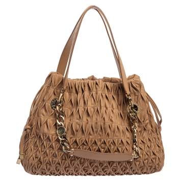 Pre Owned Bvlgari Beige Quilted Leather Monette Tote